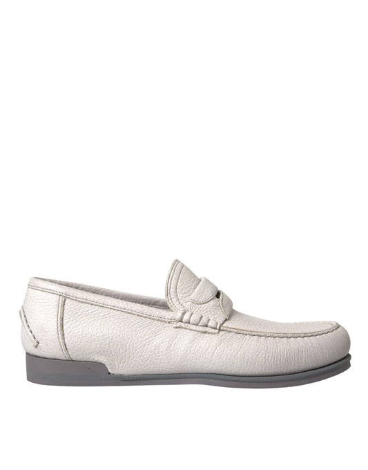 Mocasines de piel blanca y gris