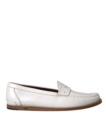 Mocasines blancos de piel sin cordones
