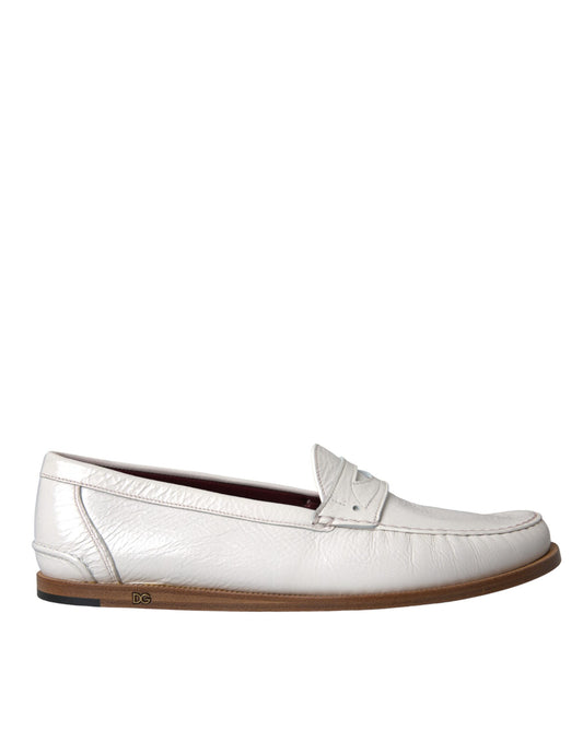 Mocasines blancos de piel sin cordones