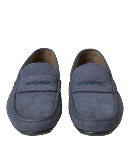 Zapatos mocasines de piel de becerro azul