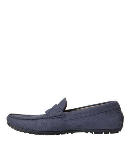 Zapatos mocasines de piel de becerro azul