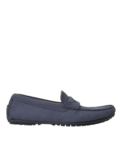 Zapatos mocasines de piel de becerro azul