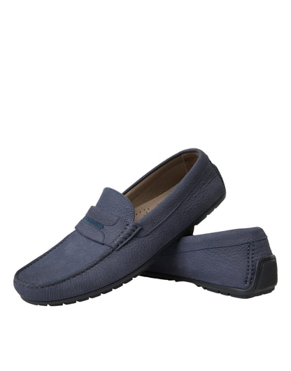 Zapatos mocasines de piel de becerro azul
