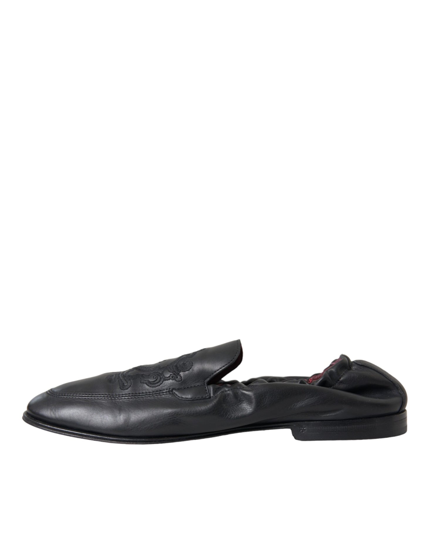 Mocasines de cuero con logotipo bordado negro para hombre