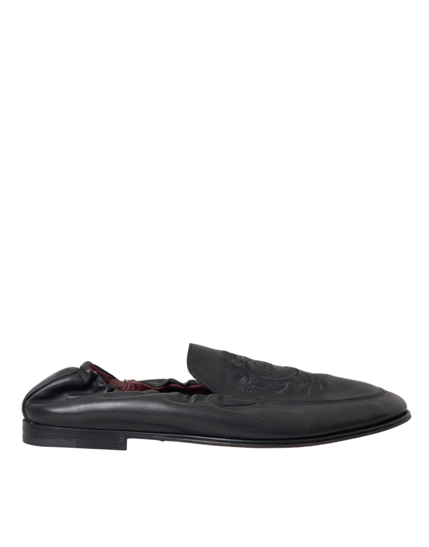 Mocasines de cuero con logotipo bordado negro para hombre