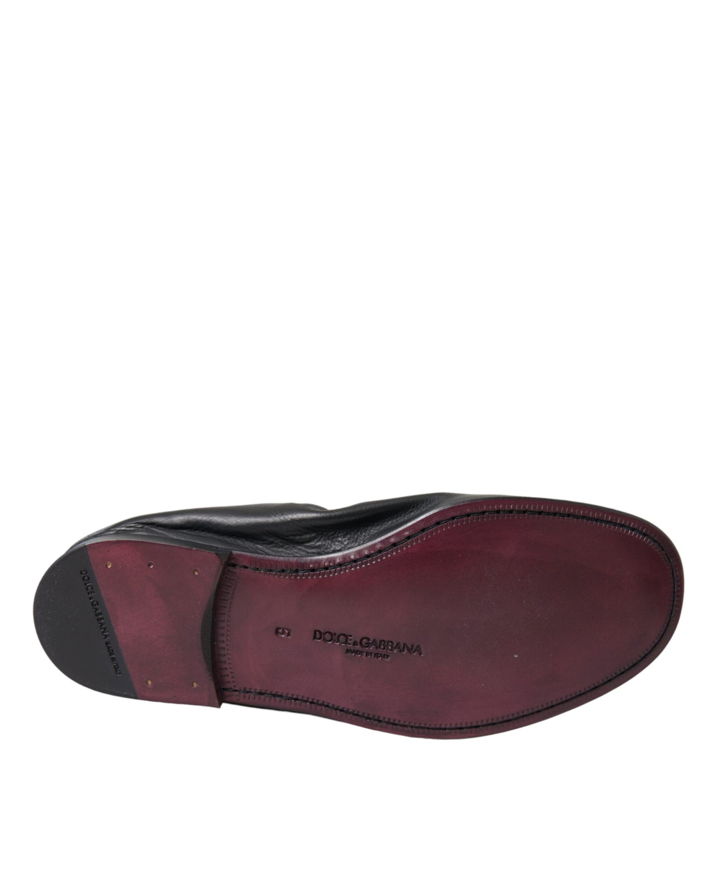 Mocasines de cuero con logotipo bordado negro para hombre