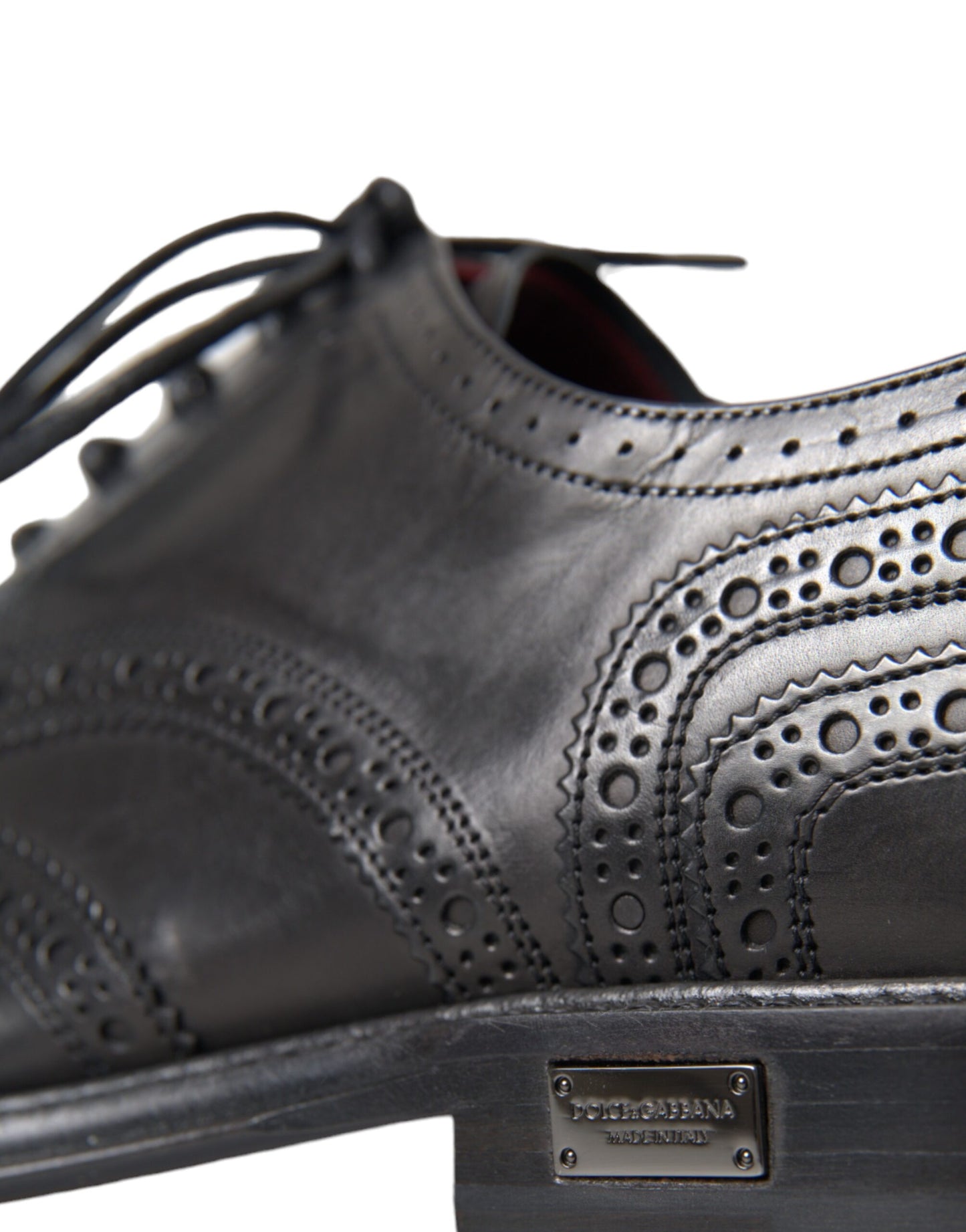 Zapatos formales Oxford de cuero negro con punta de ala para hombre