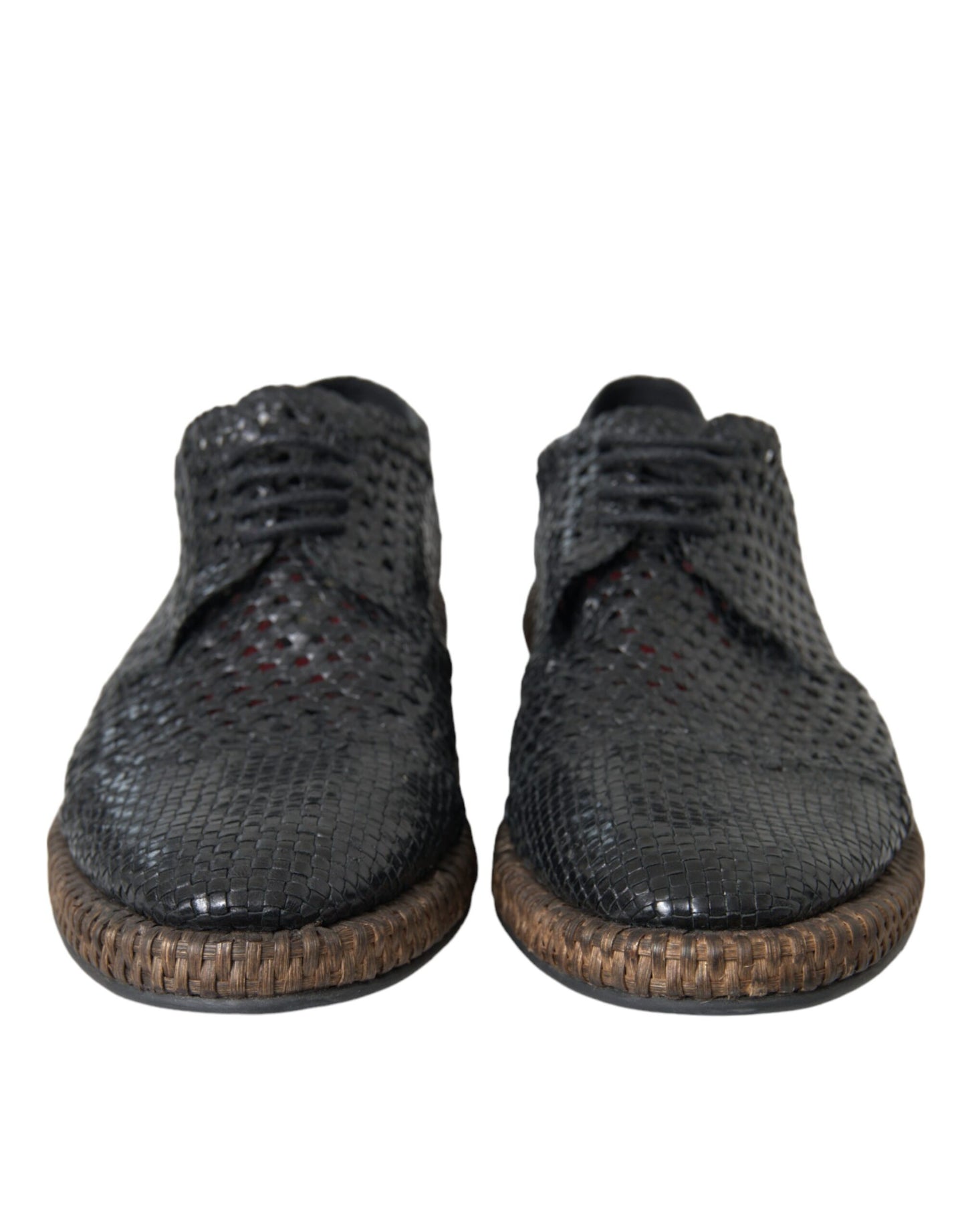Zapatos Derby con cordones de piel de cabra tejida negra