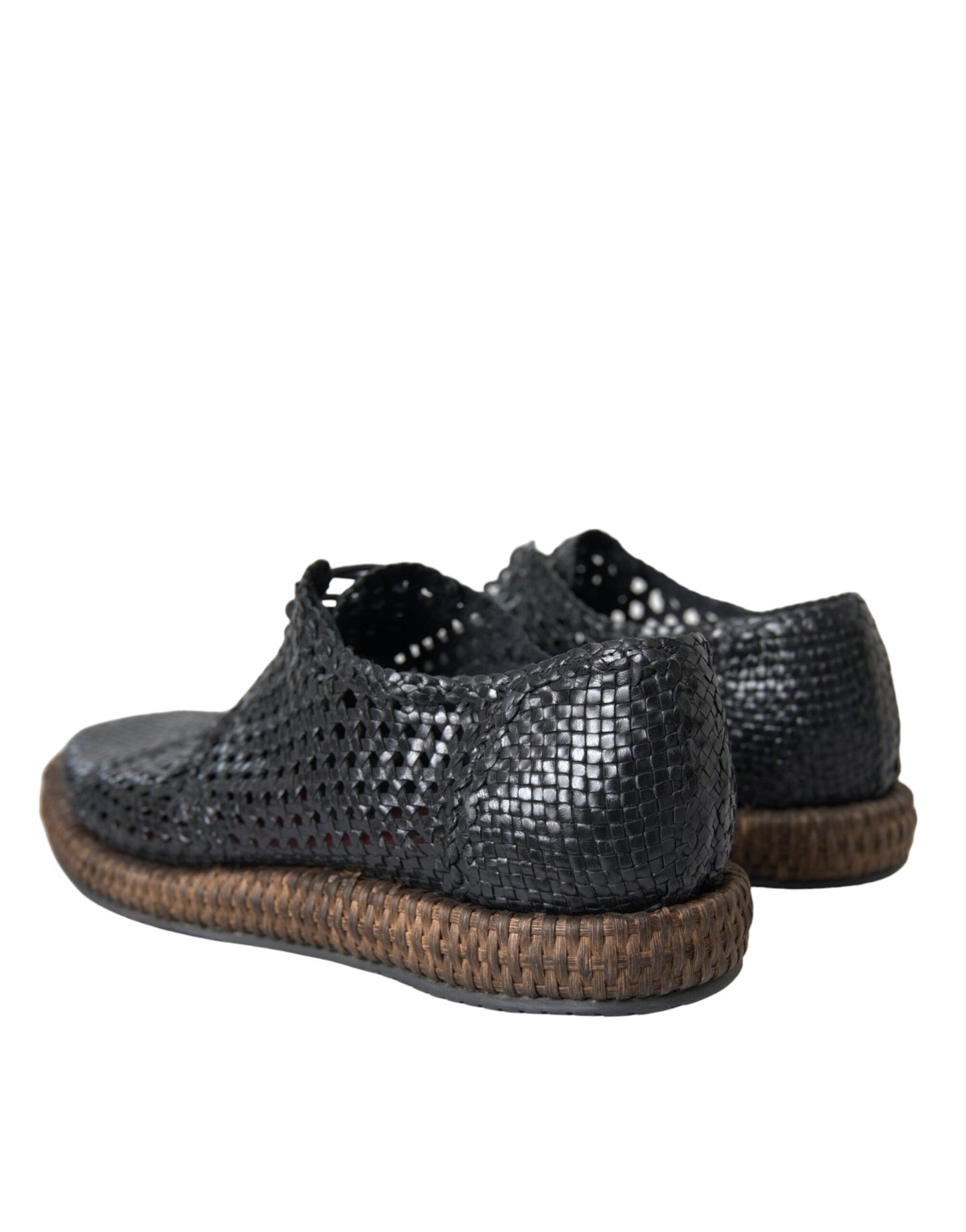 Zapatos Derby con cordones de piel de cabra tejida negra