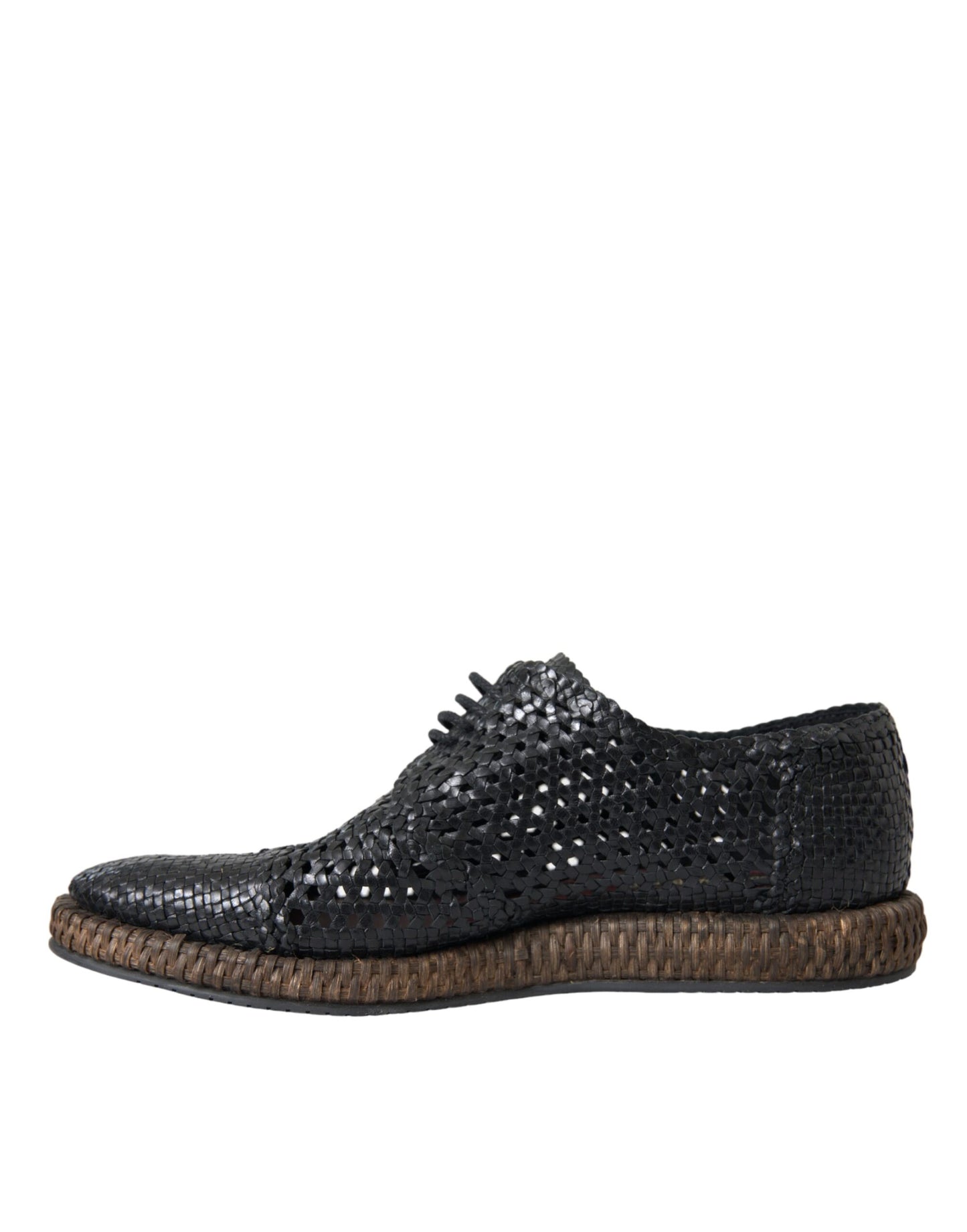 Zapatos Derby con cordones de piel de cabra tejida negra