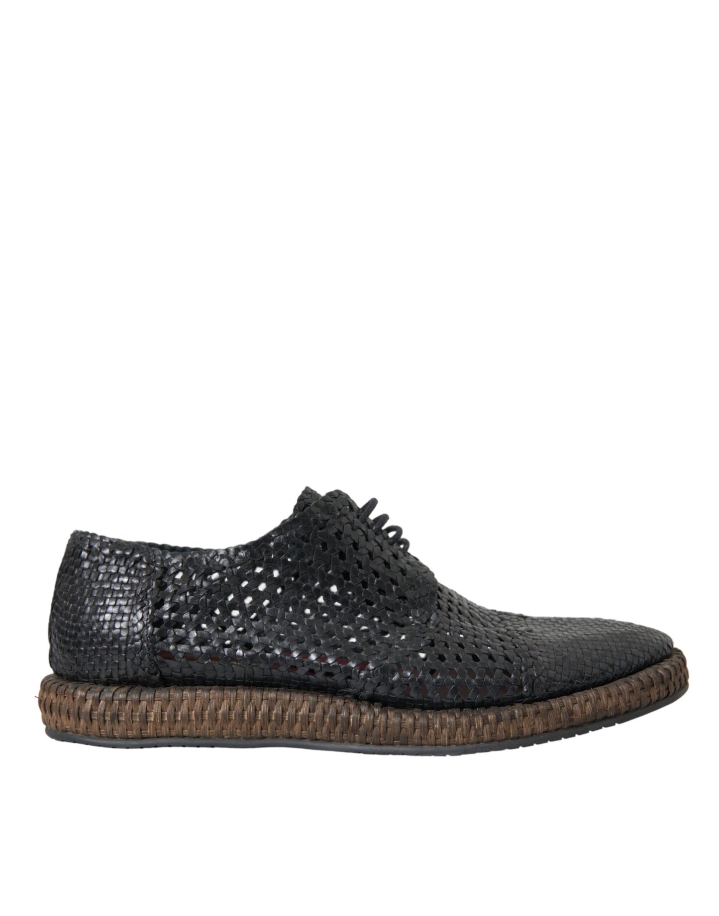 Zapatos Derby con cordones de piel de cabra tejida negra