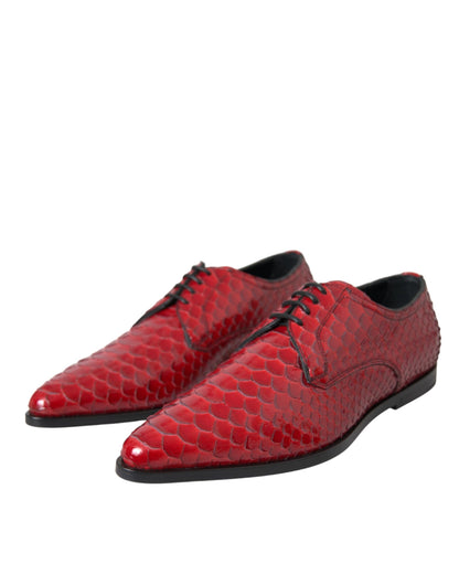 Zapatos Derby Formales para Hombre con Textura Roja y Barnizado