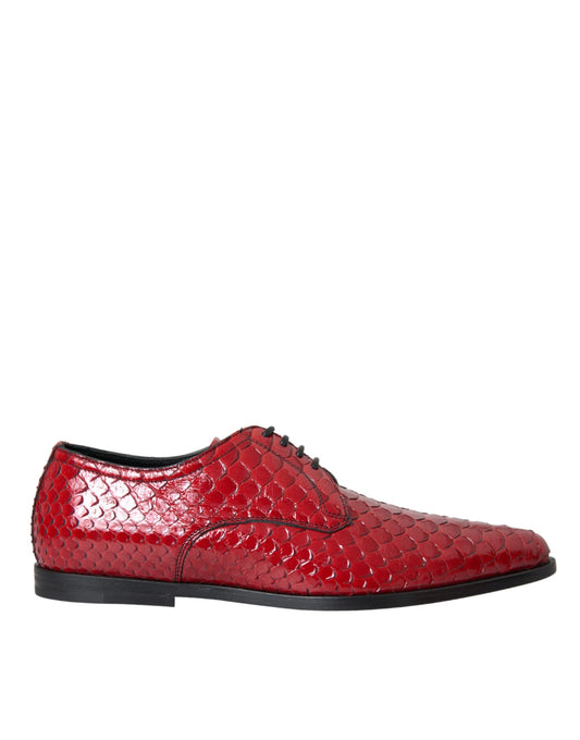 Zapatos Derby Formales para Hombre con Textura Roja y Barnizado