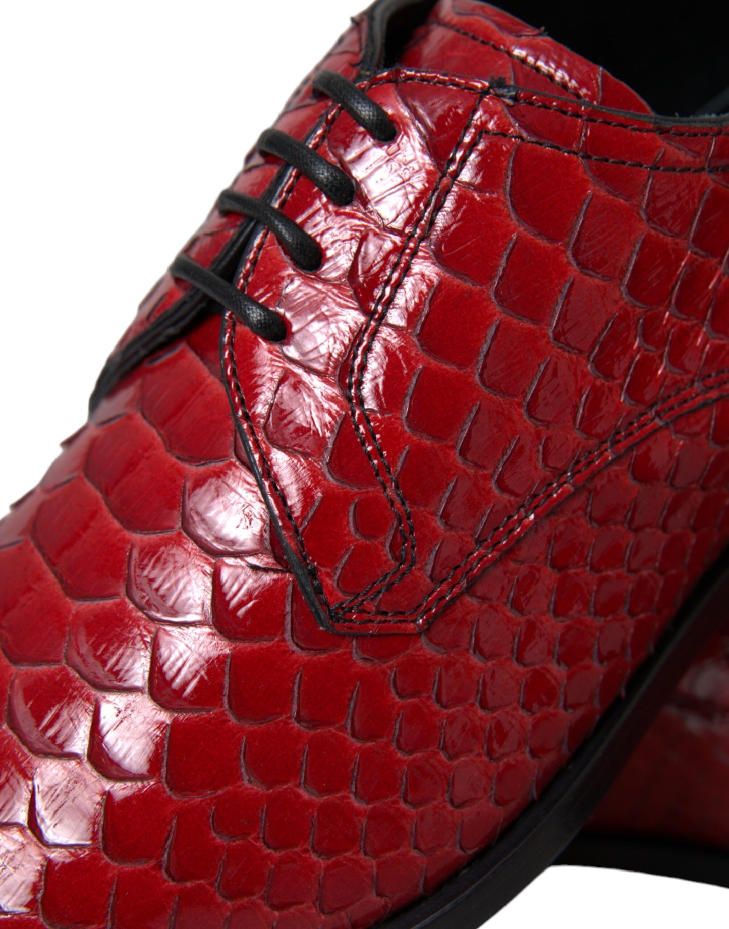 Zapatos Derby Formales para Hombre con Textura Roja y Barnizado