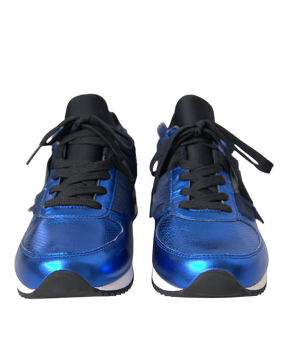 Zapatillas deportivas de piel de becerro azul y negra