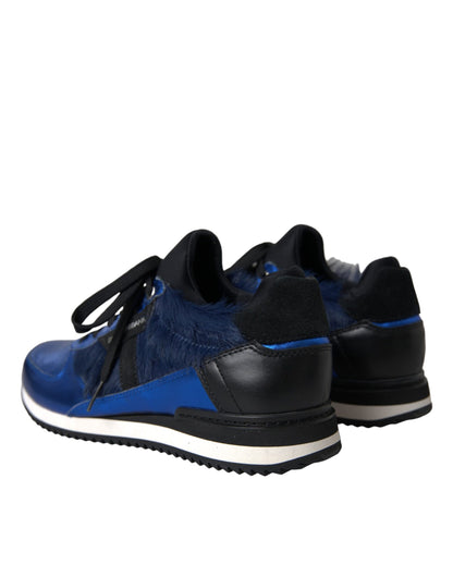 Zapatillas deportivas de piel de becerro azul y negra