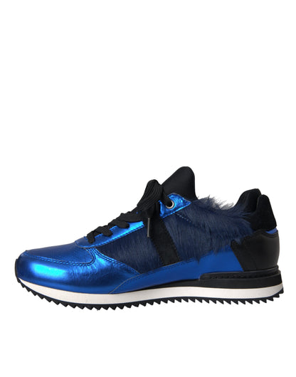 Zapatillas deportivas de piel de becerro azul y negra