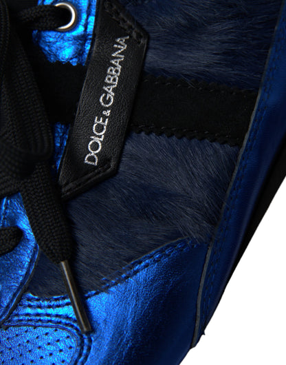 Zapatillas deportivas de piel de becerro azul y negra
