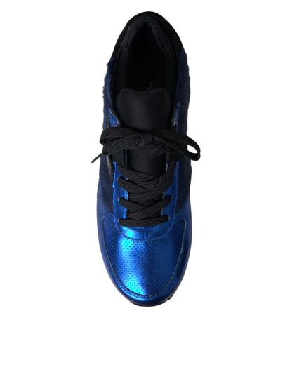 Zapatillas deportivas de piel de becerro azul y negra