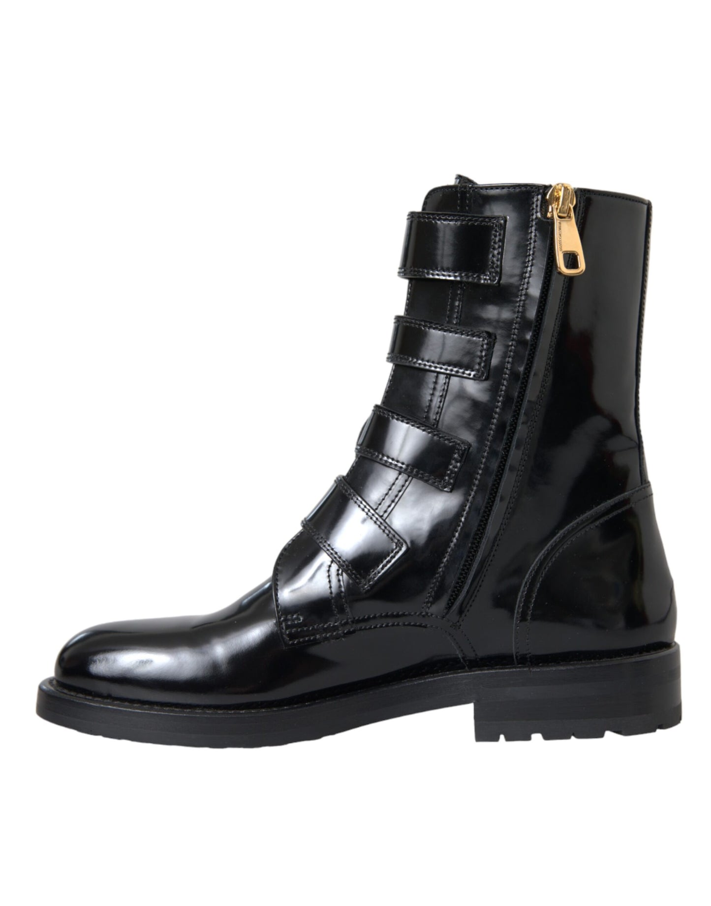 Botas de cuero negro con hebillas de cristal