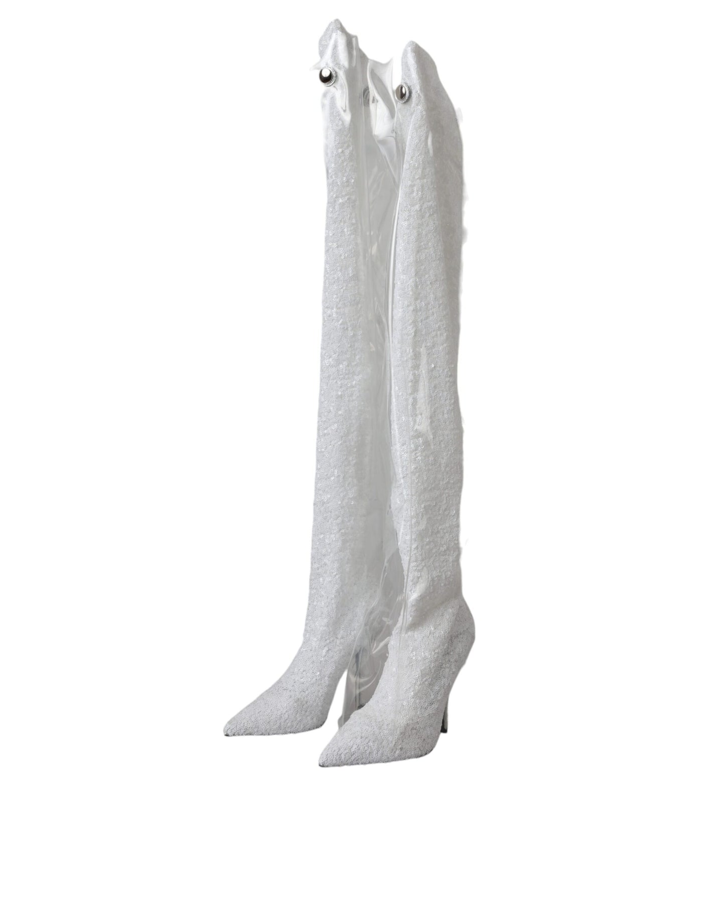 Botas altas hasta la rodilla con tacón de aguja blanco