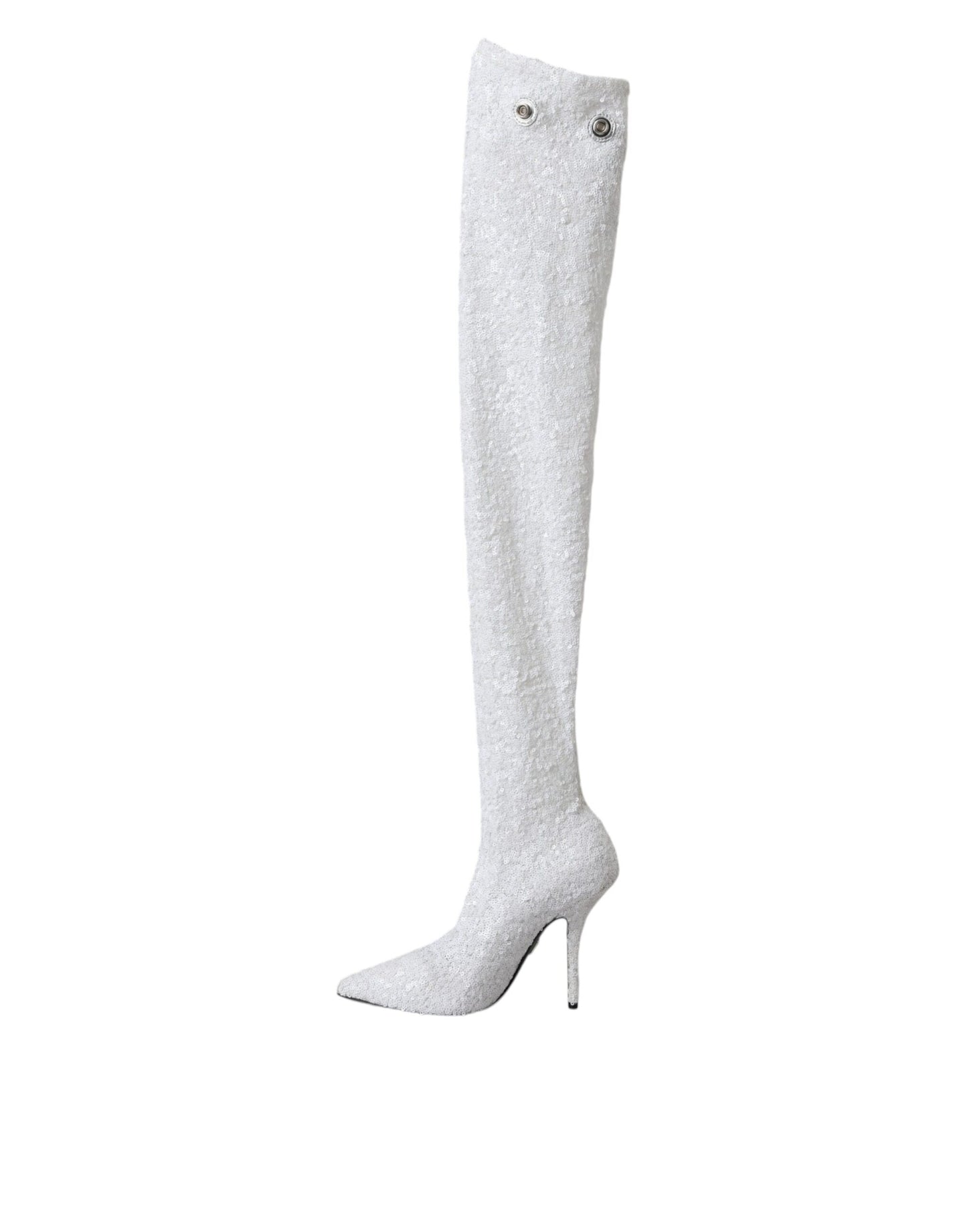 Botas altas hasta la rodilla con tacón de aguja blanco