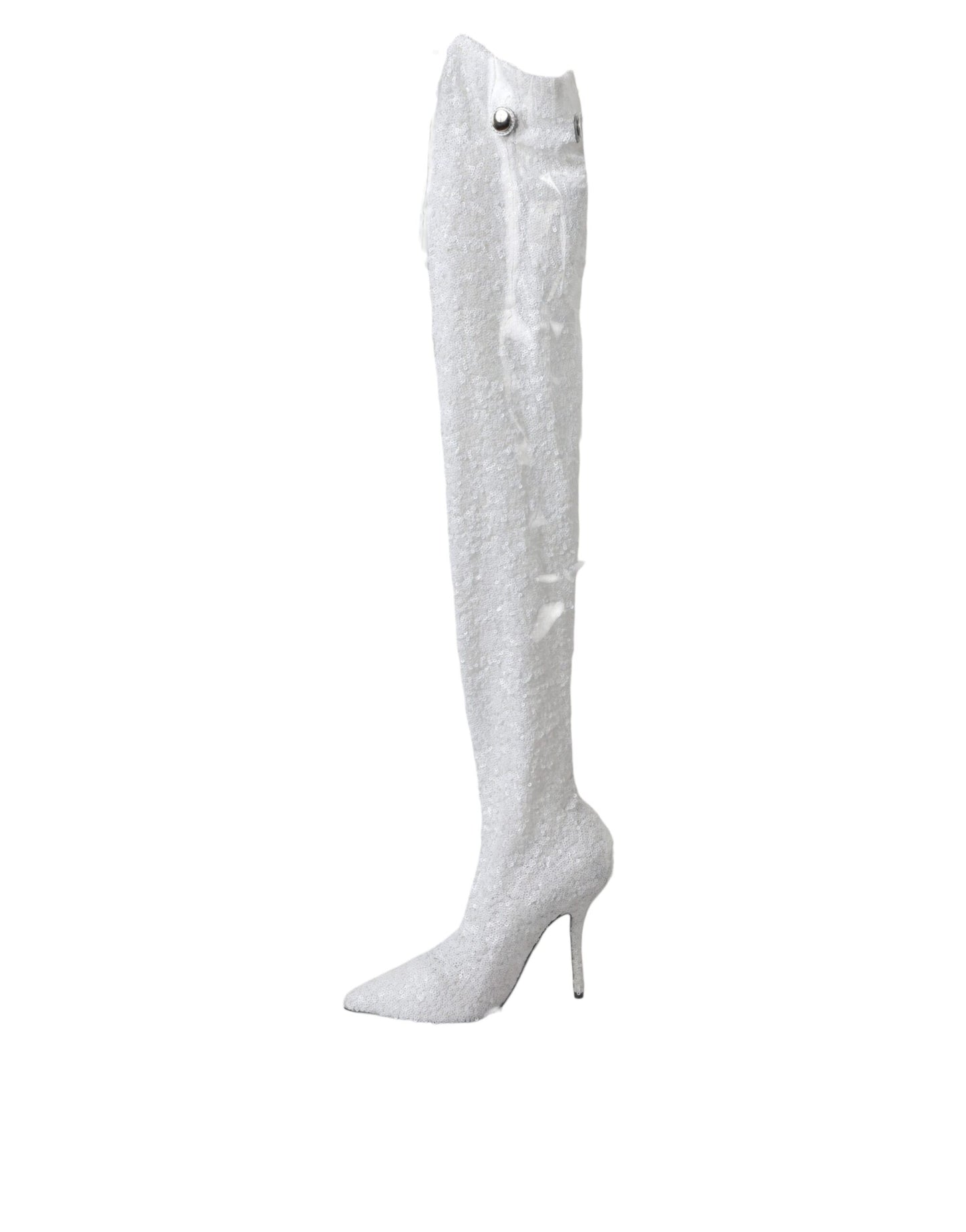 Botas altas hasta la rodilla con tacón de aguja blanco
