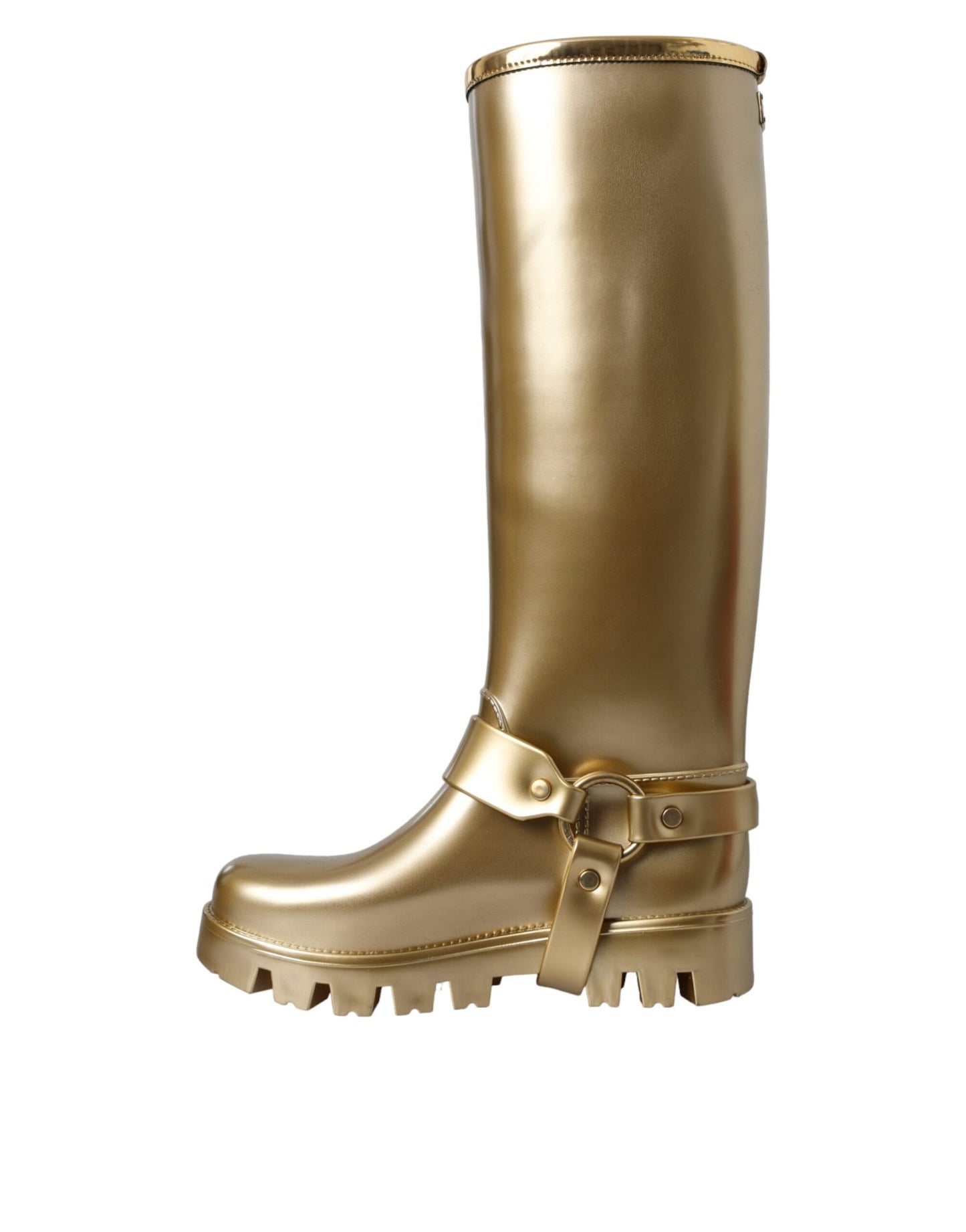 Botas de lluvia de PVC y caucho dorado metalizado