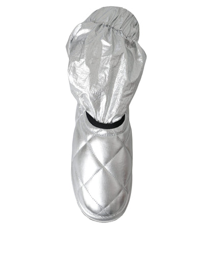 Botas con parche del logotipo acolchado en plata metalizada