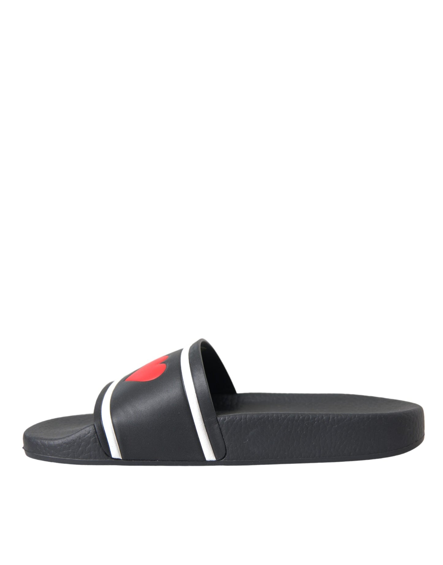 Sandalias y chanclas de cuero negro con la frase "I Love D&amp;G"