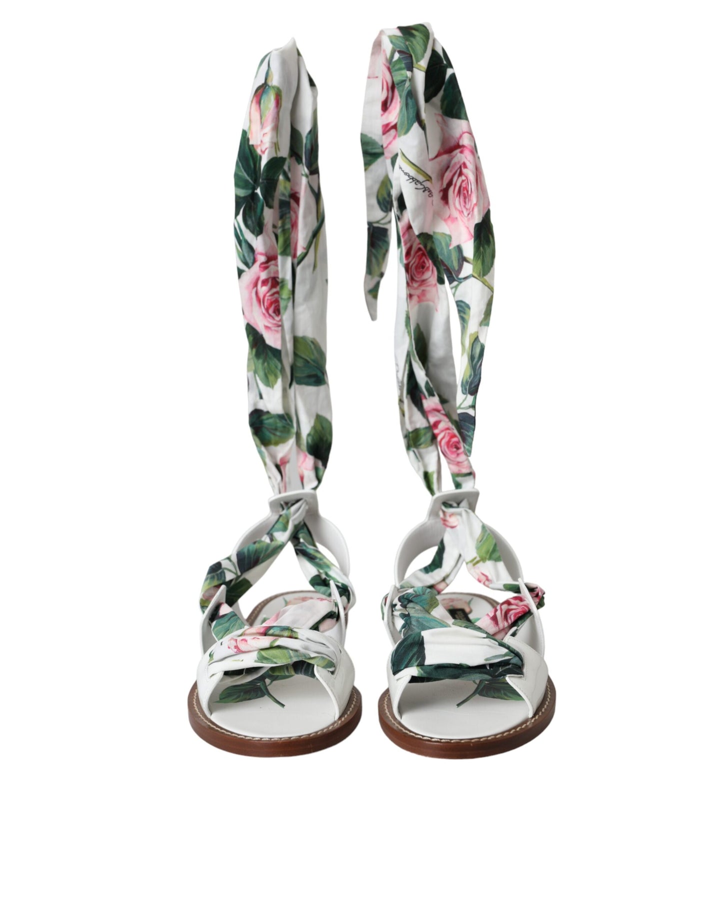 Sandalias cruzadas hasta el tobillo con estampado floral multicolor