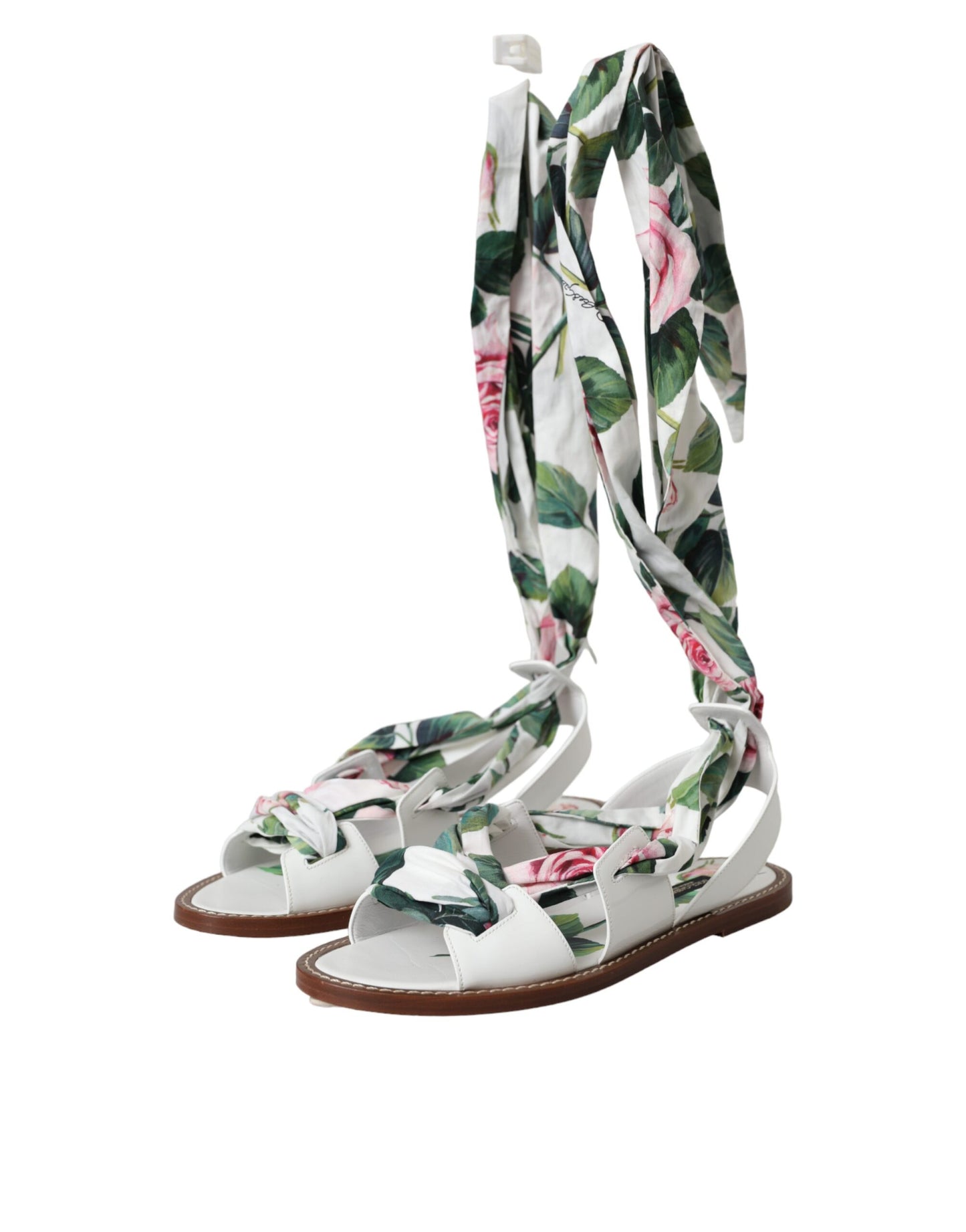 Sandalias cruzadas hasta el tobillo con estampado floral multicolor