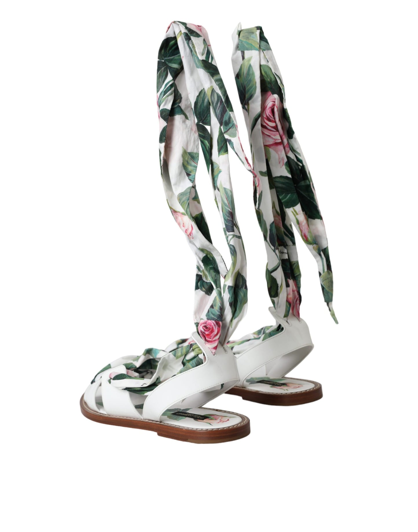 Sandalias cruzadas hasta el tobillo con estampado floral multicolor