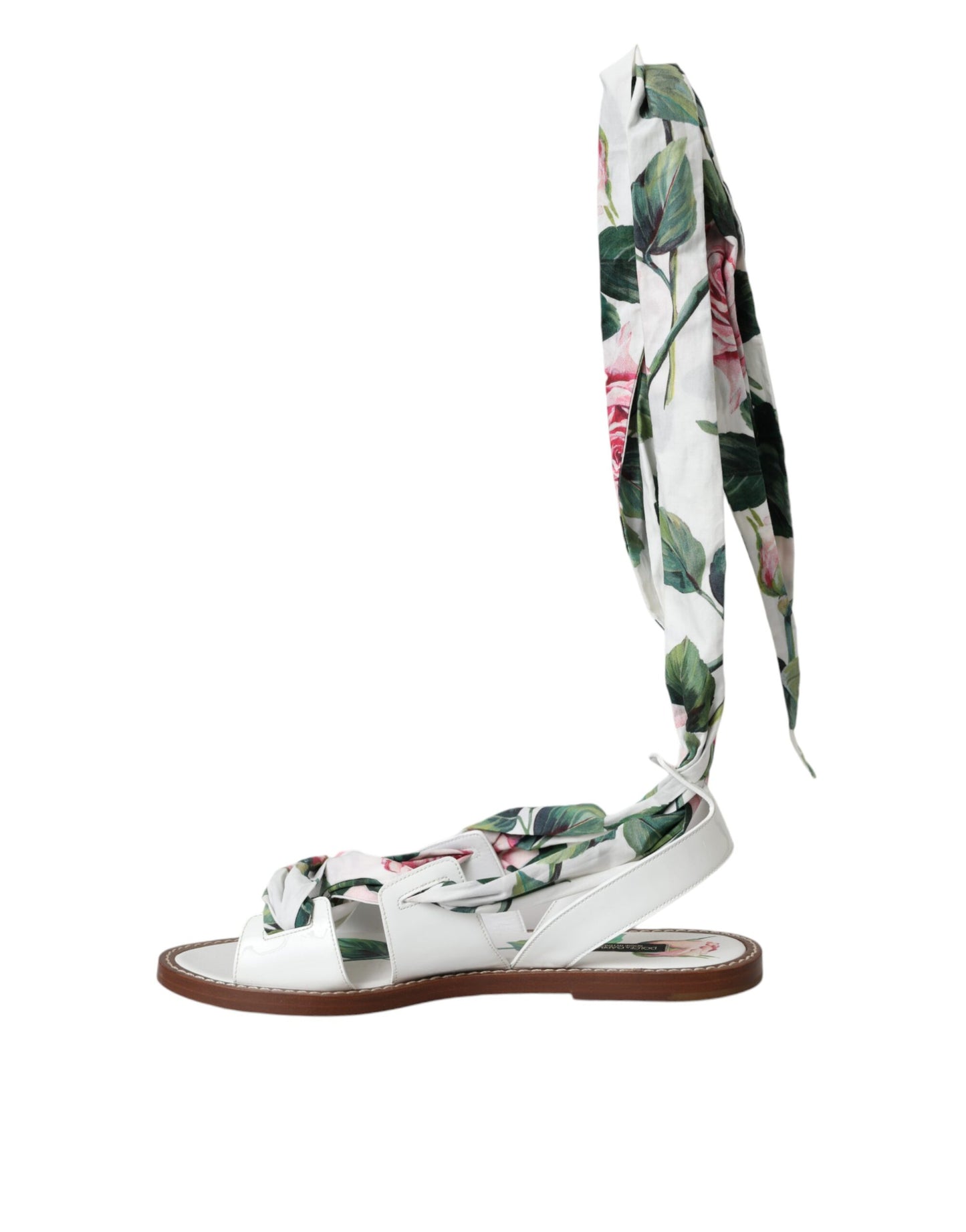 Sandalias cruzadas hasta el tobillo con estampado floral multicolor