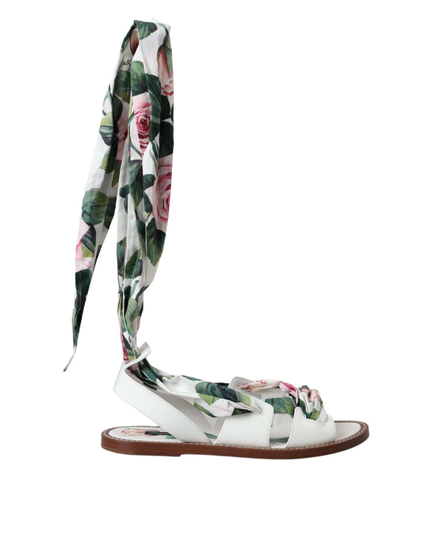 Sandalias cruzadas hasta el tobillo con estampado floral multicolor