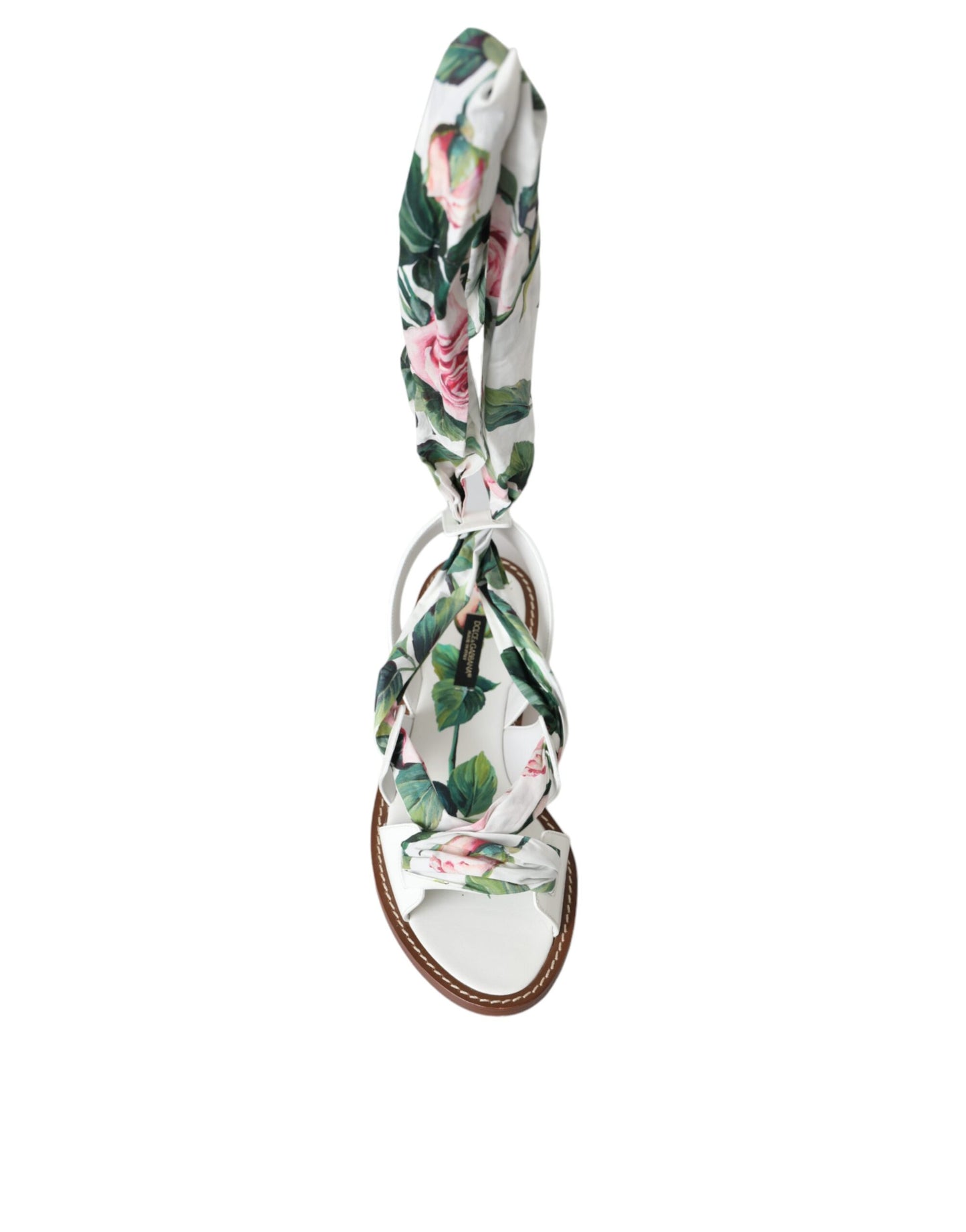 Sandalias cruzadas hasta el tobillo con estampado floral multicolor