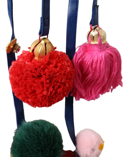Sandalias con pompones multicolores y piel envolvente