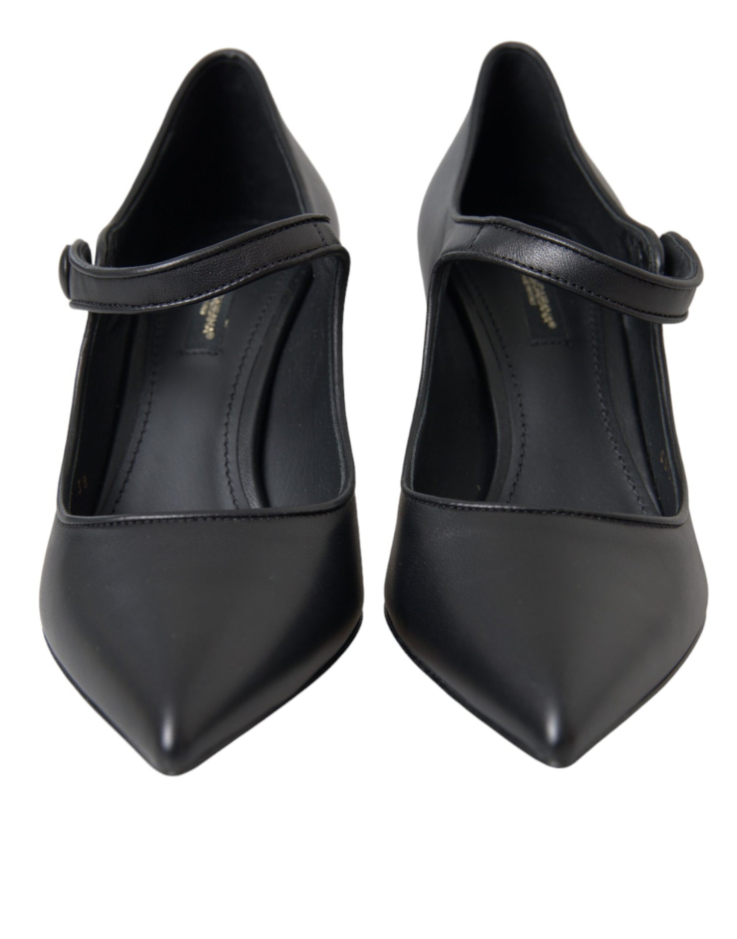 Zapatos Mary Jane de tacón con logo en cuero negro