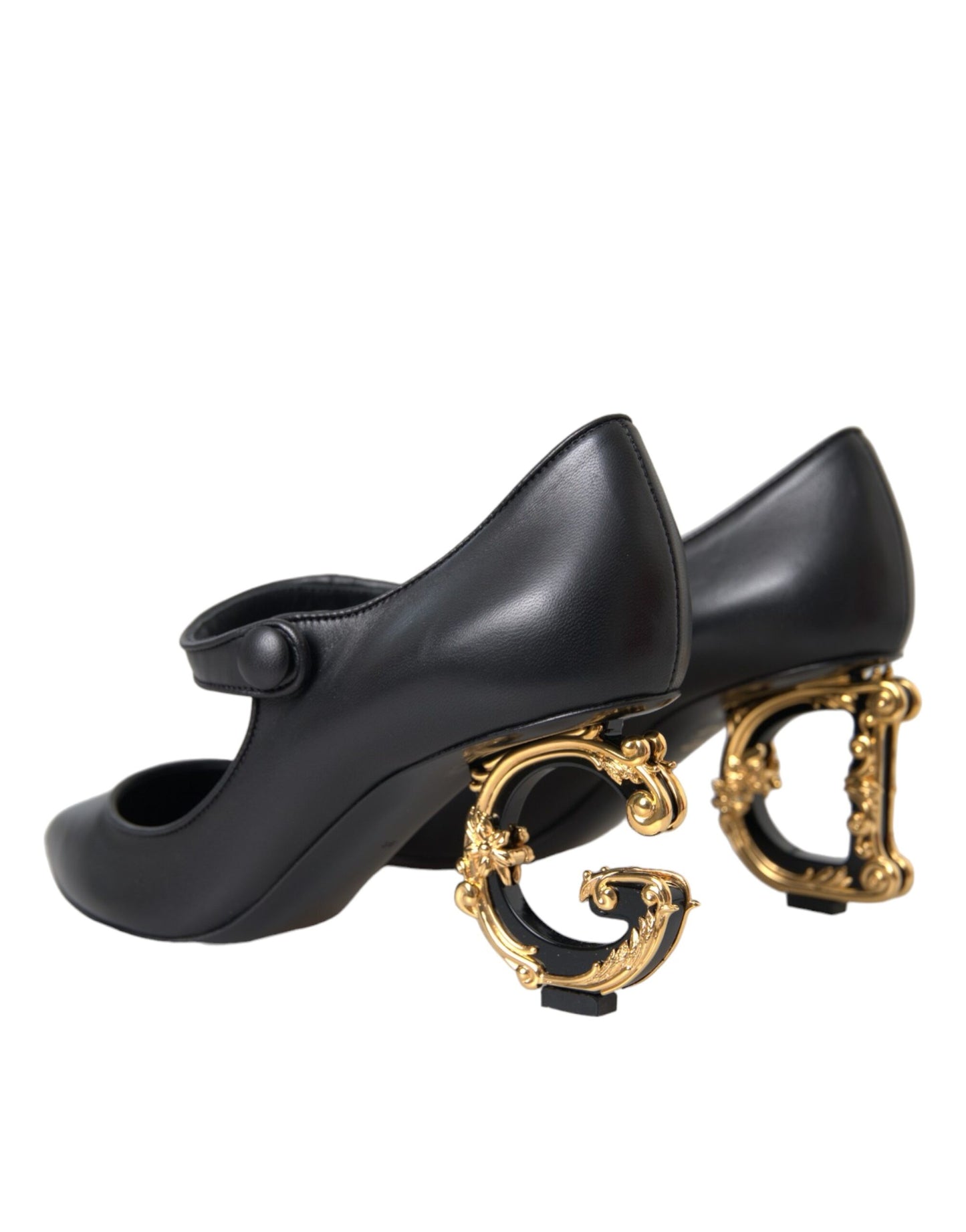 Zapatos Mary Jane de tacón con logo en cuero negro