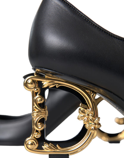 Zapatos Mary Jane de tacón con logo en cuero negro