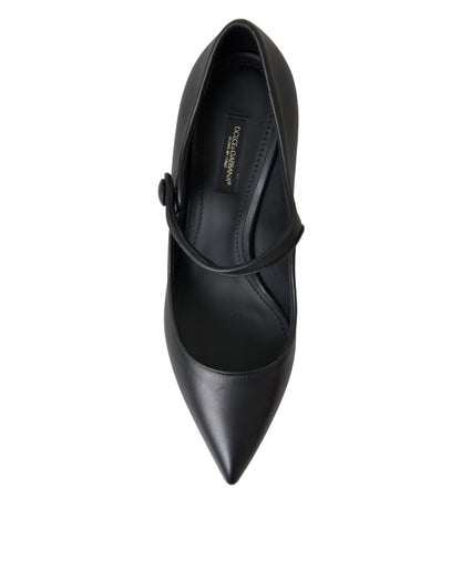 Zapatos Mary Jane de tacón con logo en cuero negro