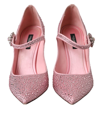 Zapatos de tacón con cristales y strass rosa