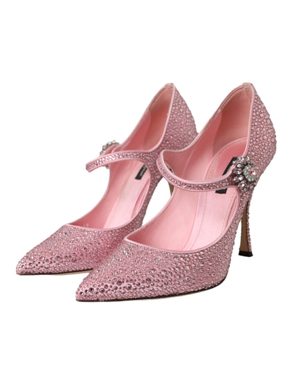 Zapatos de tacón con cristales y strass rosa