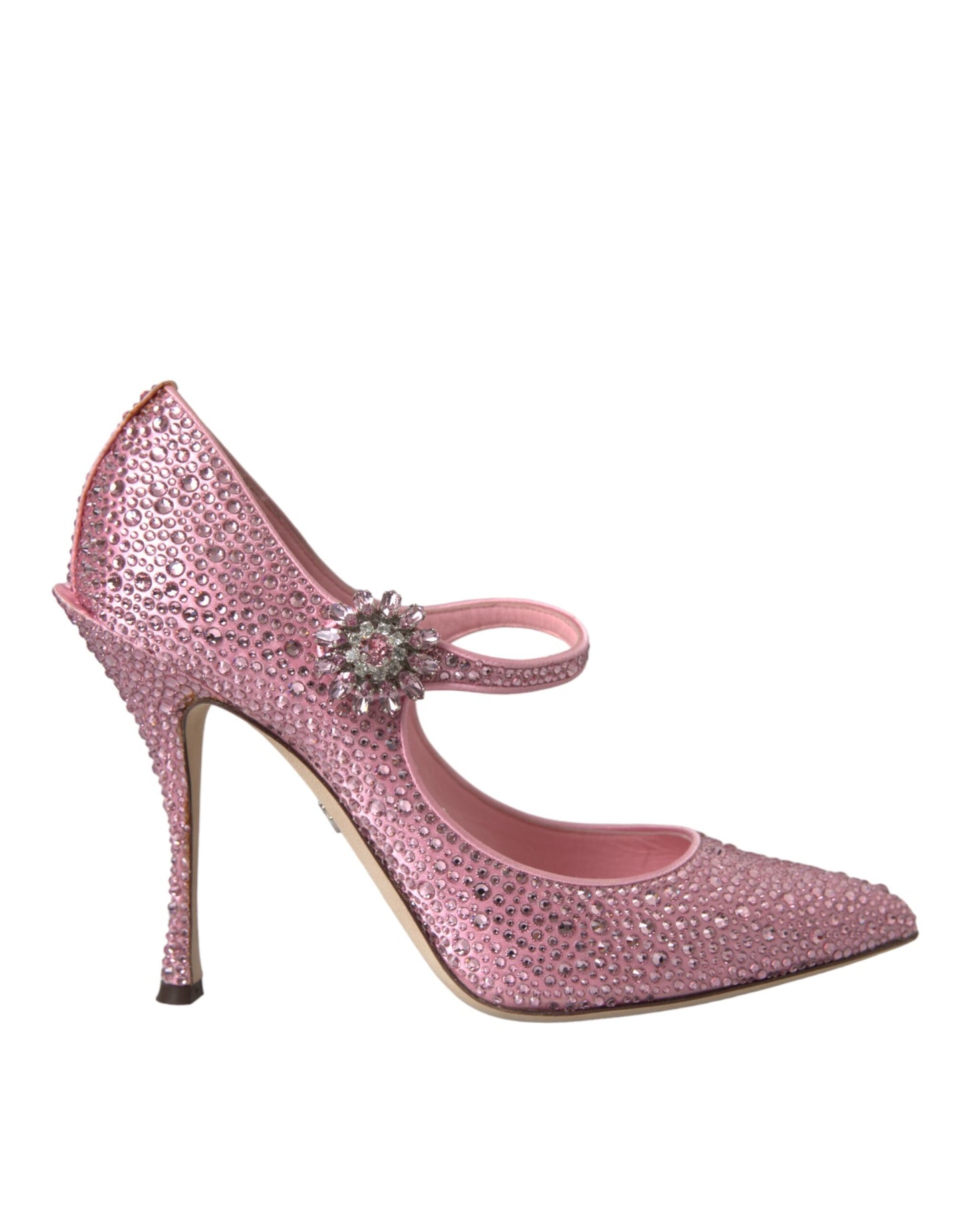 Zapatos de tacón con cristales y strass rosa