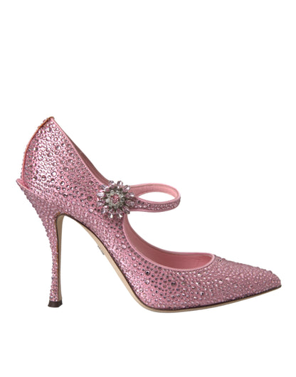Zapatos de tacón con cristales y strass rosa
