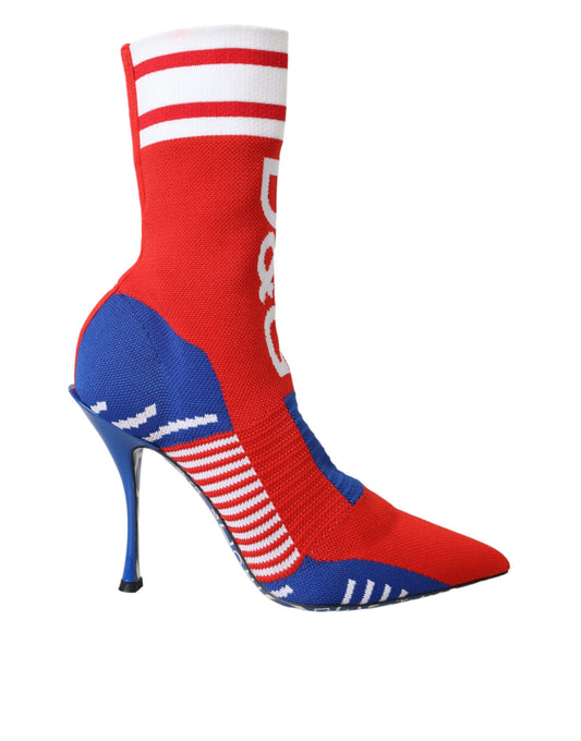 Botines elásticos estilo calcetín con logotipo en rojo y azul