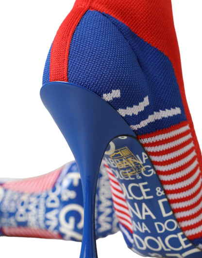 Botines elásticos estilo calcetín con logotipo en rojo y azul