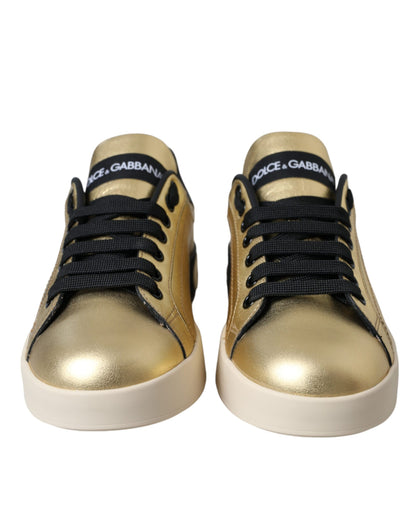 Zapatillas de piel de becerro Portofino doradas para mujer