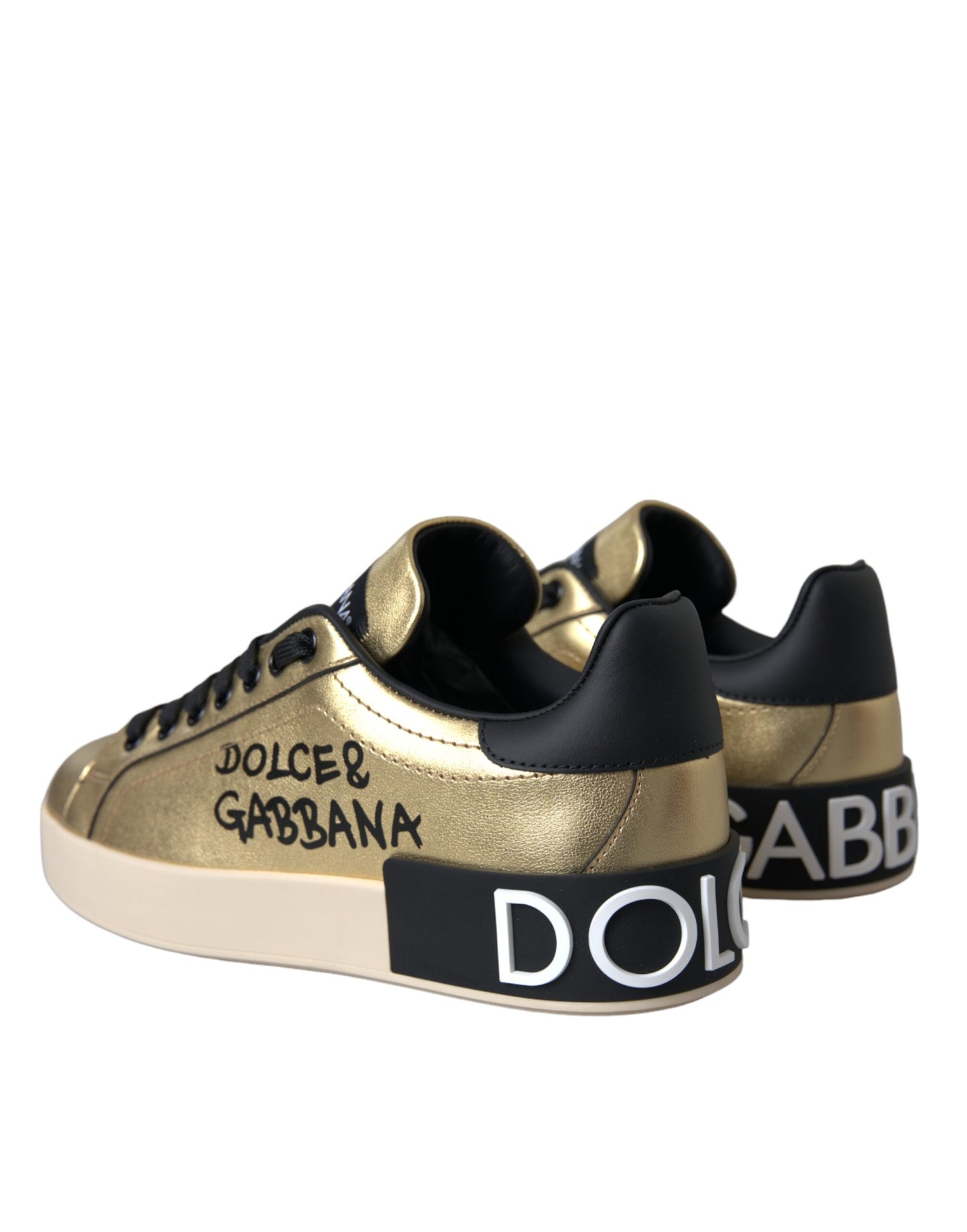 Zapatillas de piel de becerro Portofino doradas para mujer