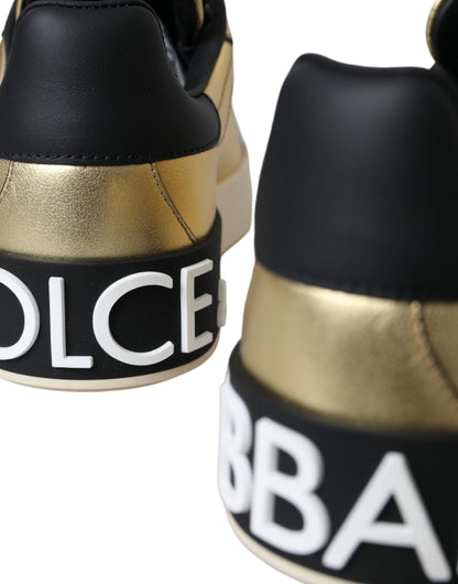 Zapatillas de piel de becerro Portofino doradas para mujer